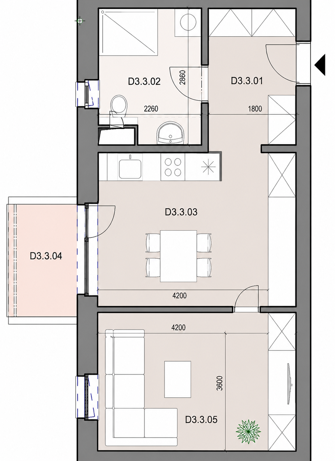 Alternatívny pôdorys – Apartmán 3.13